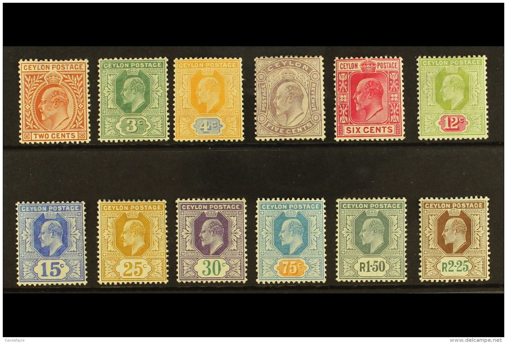 1904-05 Complete Definitive Set, SG 277/288, Fine Mint, Most Values Never Hinged Incl The 1r50 And 2r25. (12... - Ceylon (...-1947)