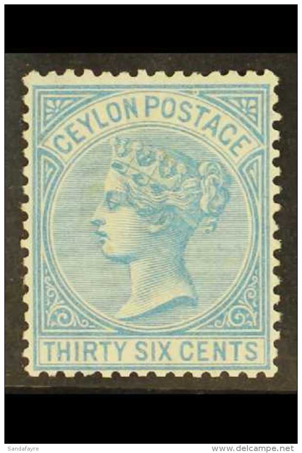 1872 36c Blue Perf 14, SG 129, Very Fine Mint. A Beauty. For More Images, Please Visit... - Ceylon (...-1947)