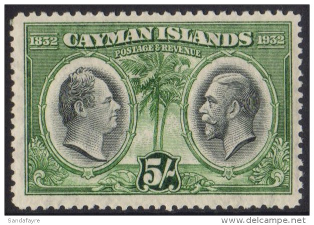 1932 5s Black And Green, SG 94, Very Fine Lightly Hinged Mint. For More Images, Please Visit... - Cayman (Isole)