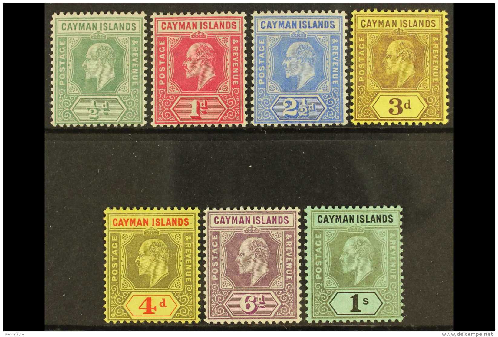 1907-09 Wmk MCA Set Complete To 1s, SG 25/31, Very Fine Mint. (7 Stamps) For More Images, Please Visit... - Cayman (Isole)