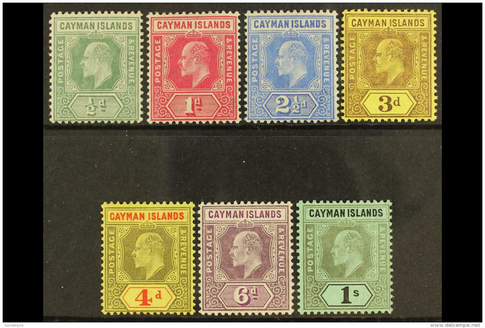 1907-09 Wmk MCA Set Complete To 1s, SG 25/31, Very Fine Mint. (7 Stamps) For More Images, Please Visit... - Cayman Islands