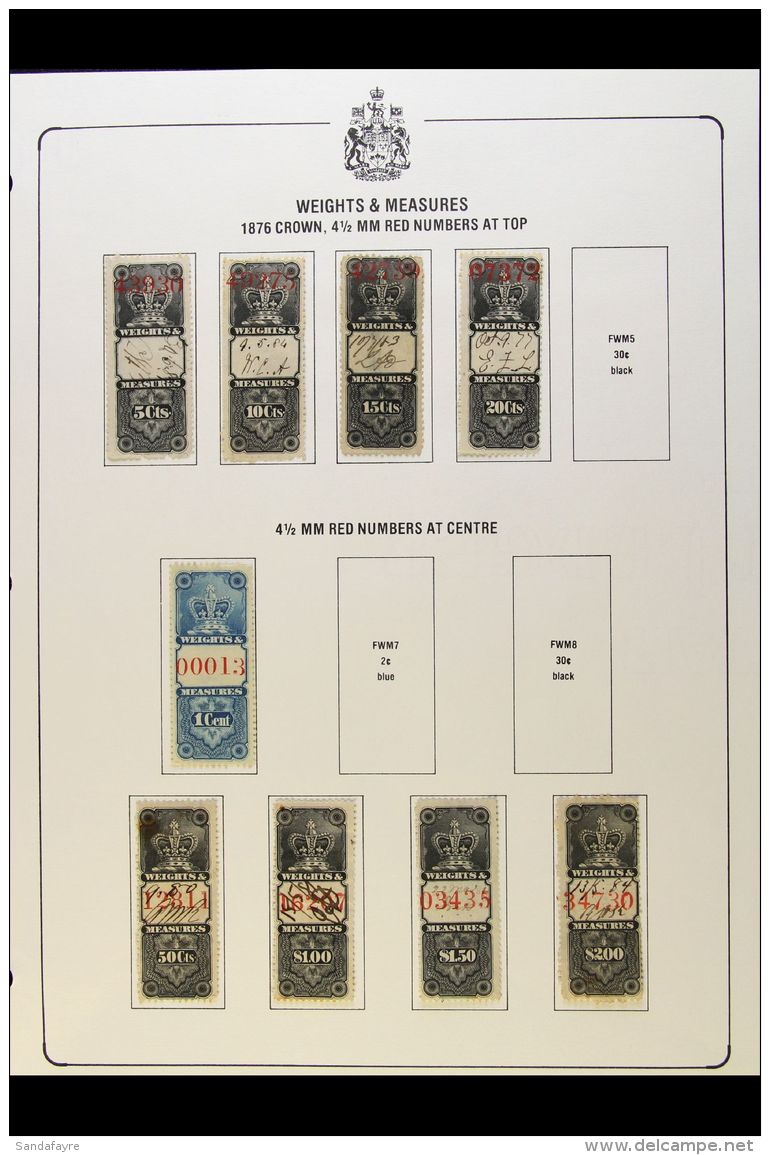 WEIGHTS &amp; MEASURES REVENUE STAMPS 1876-1930 USED COLLECTION On Pages, All Different, Inc 1876-87 Controls At... - Other & Unclassified