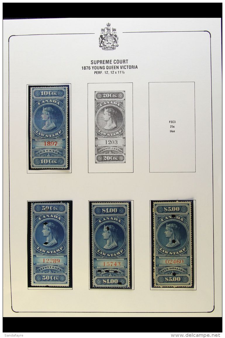 LAW STAMPS (SUPREME COURT) 1876-1939 USED COLLECTION On Pages, Inc 1876 10c, 50c, $1 &amp; $5, 1897 $1 &amp; $5,... - Other & Unclassified