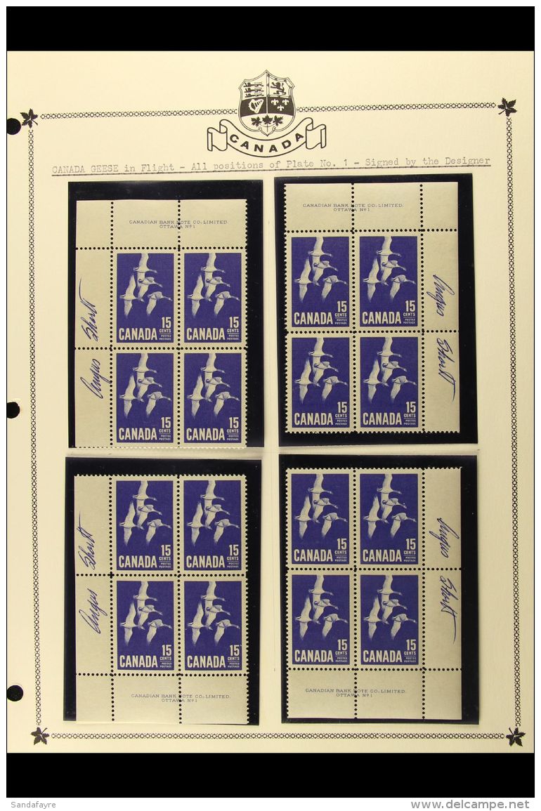 ARTIST SIGNED PLATE BLOCKS 1963 15c Blue Canada Geese (SG 539) - The Never Hinged Mint Complete Set Of CORNER... - Other & Unclassified