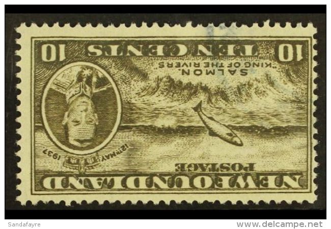 1937 10c Blackish Brown Additional Coronation Perf 13 With INVERTED WATERMARK Variety, SG 261cw, Fine Used With... - Other & Unclassified