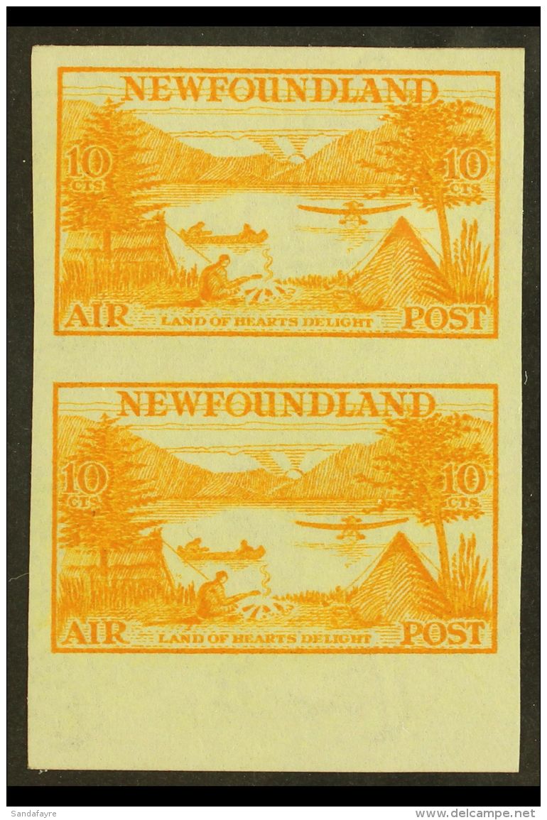 1933 10c Yellow-brown Air Post IMPERF PAIR, SG 234a, Never Hinged Mint. For More Images, Please Visit... - Other & Unclassified