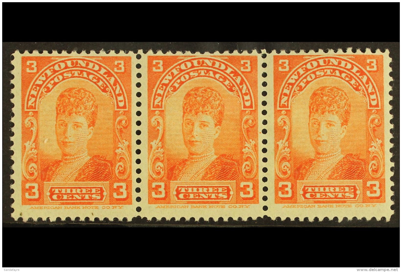 1897 3c Orange, SG 88, Never Hinged Mint Strip Of 3 For More Images, Please Visit... - Other & Unclassified