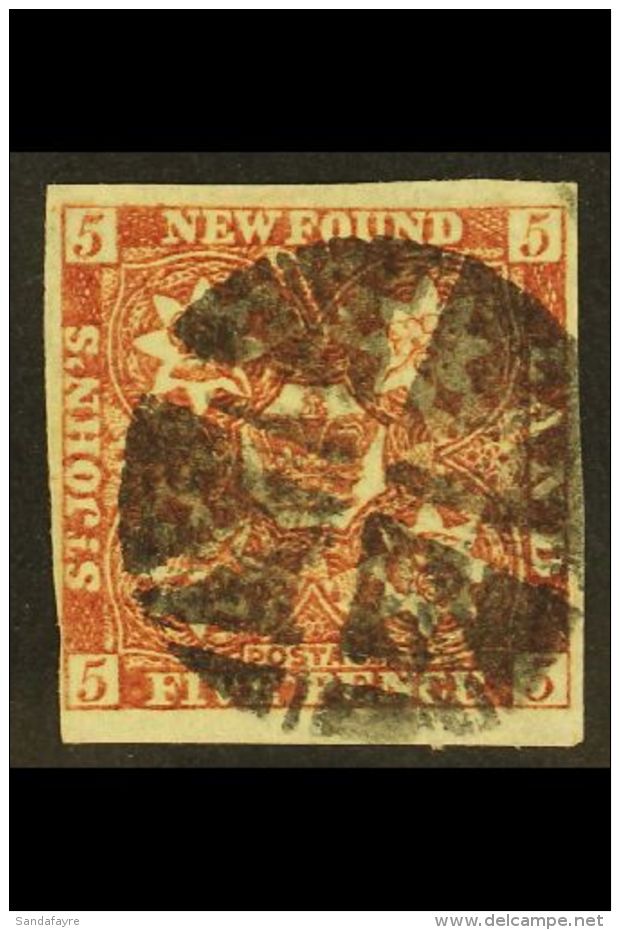 1862-64 5d Red- Brown, SG 19a, Used With 4 Close To Large Neat Margins &amp; Lovely Segmented Cork Cancellation.... - Other & Unclassified