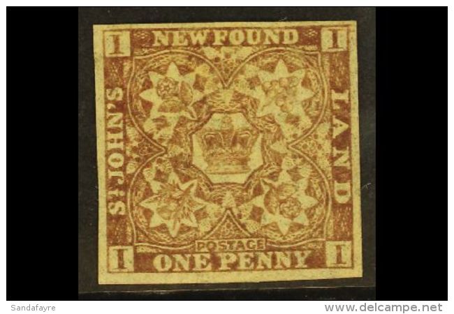 1862-64 1d Chocolate- Brown, SG 16, Mint No Gum With 4 Neat Margins, Cat &pound;350. For More Images, Please Visit... - Other & Unclassified