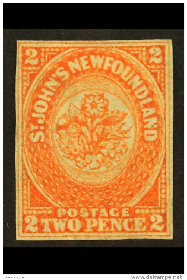 1860 2d Orange- Vermilion, SG 10, Mint With 4 Small Neat Margins. Scarce. For More Images, Please Visit... - Other & Unclassified