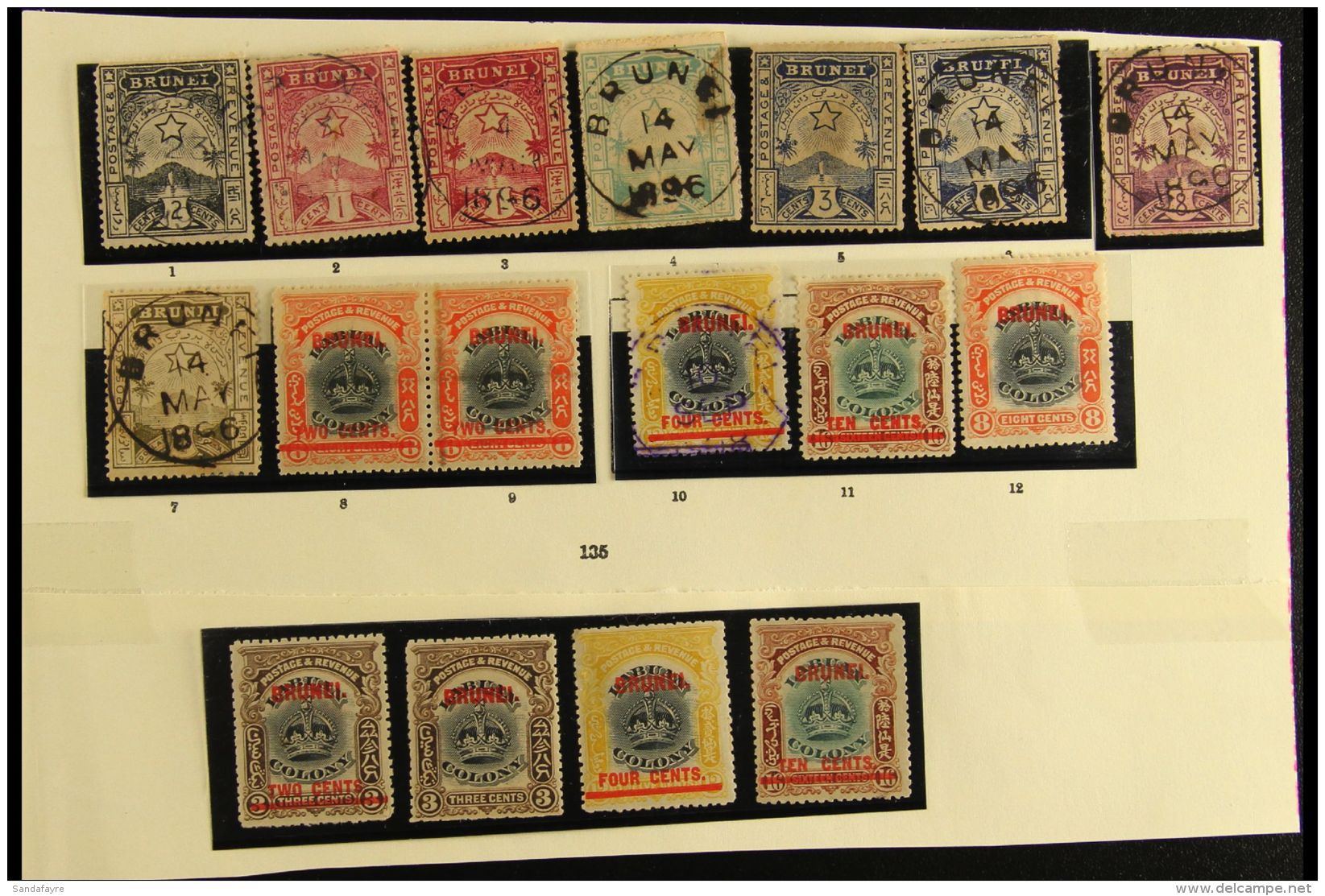 1895-1947 COLLECTION In Hingeless Mounts On Pages, Mostly Mint, Inc 1895 Most Vals To 8c, 25c &amp; $1 (small... - Brunei (...-1984)