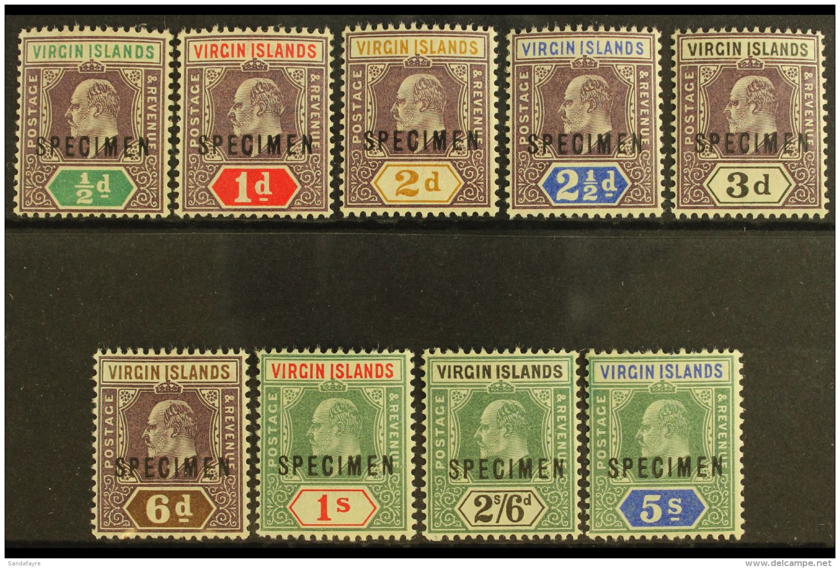 1904 Ed VII Set Wmk MCA, Ovptd "Specimen", SG 54s/62s, Fine Mint. (9 Stamps) For More Images, Please Visit... - British Virgin Islands