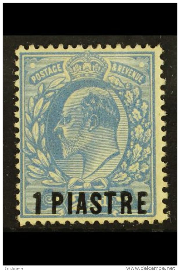 1911-13 1pi On 2&frac12;d Dull Blue Perf 15x14 With SURCHARGE DOUBLE ONE ALBINO Variety, SG 26b, Fine Mint,... - British Levant