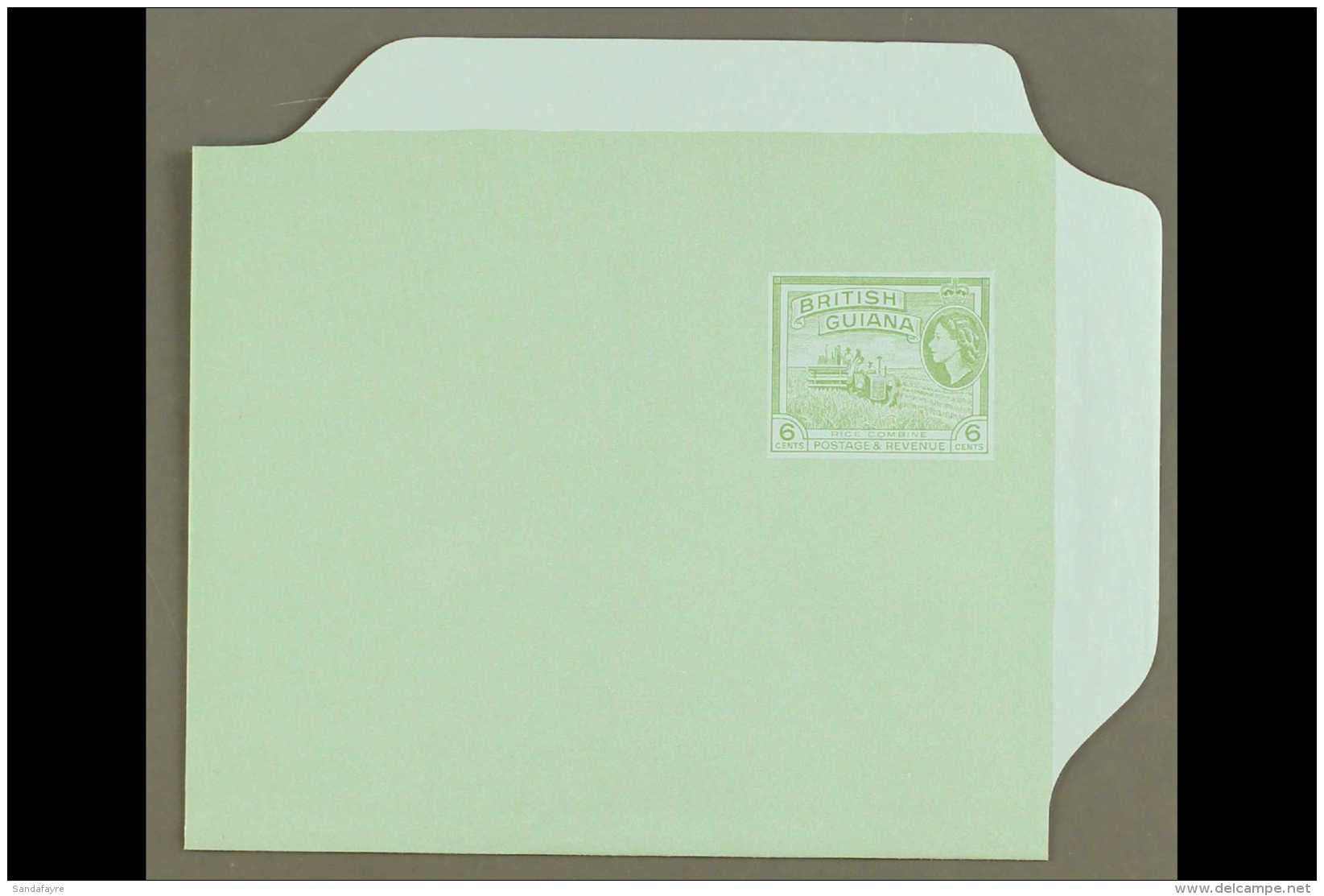 1960 6c Green On Light Blue Paper AEROGRAMME With MISSING BLACK ERROR (inscriptions, Instructions Etc.), H&amp;G... - Guyana Britannica (...-1966)