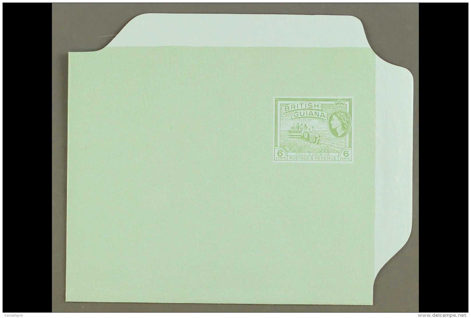 1960 6c Green On Light Blue Paper AEROGRAMME With MISSING BLACK ERROR (inscriptions, Instructions Etc.), H&amp;G... - British Guiana (...-1966)