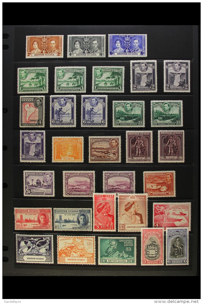 1937-52 MINT KGVI COLLECTION Presented On A Stock Page. Includes A COMPLETE "Basic" Run From Coronation To BWI, SG... - British Guiana (...-1966)
