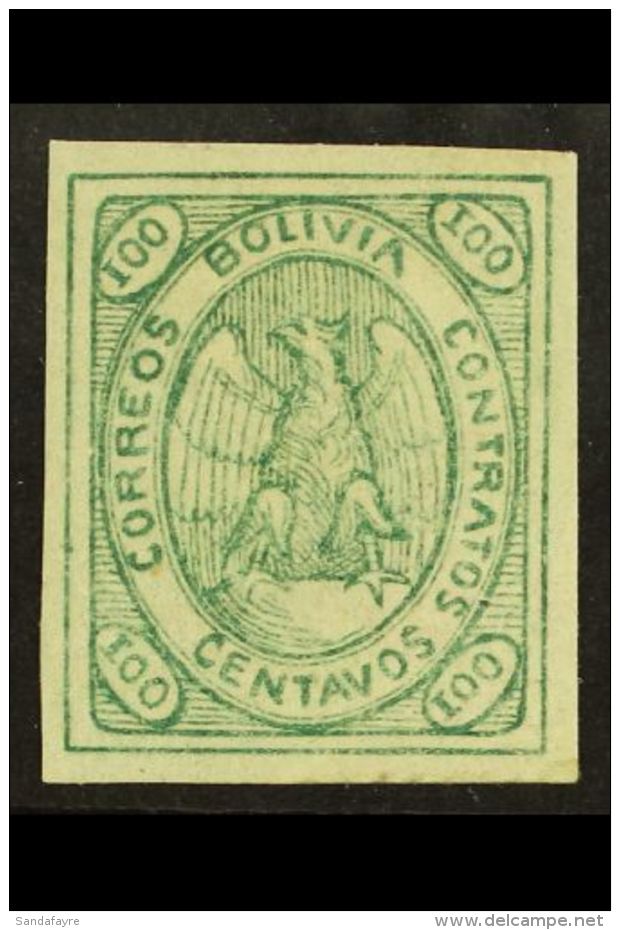 1867-68 100c Green Condor (Scott 8, SG 12), Fine Mint, Four Large Margins, Fresh Colour. For More Images, Please... - Bolivia