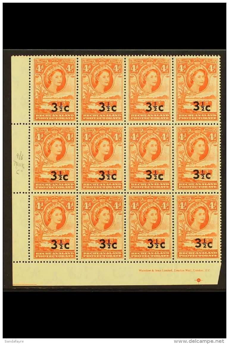 1961 3&frac12;c On 4d Red-orange, Corner Block Of 12 With Mixture Of Type I &amp; II Se-tenant, Includes Type II... - Other & Unclassified