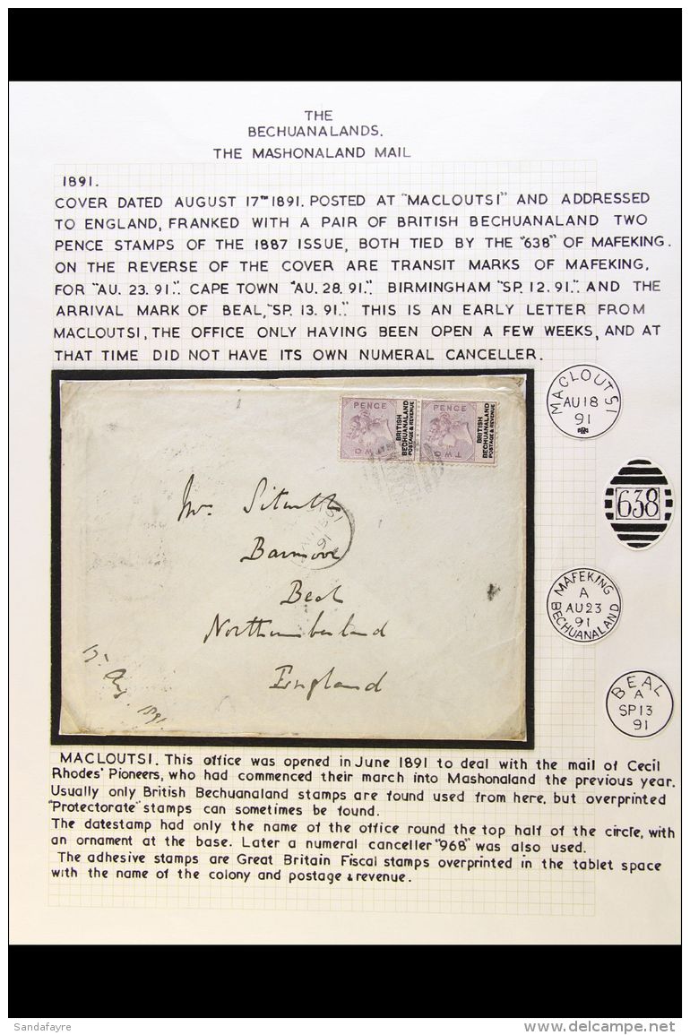 1891 (18 Aug) Cover From Macloutsi To England Bearing 1888 2d Pair (SG 11) Tied By "638" Numeral Cancel Of... - Other & Unclassified