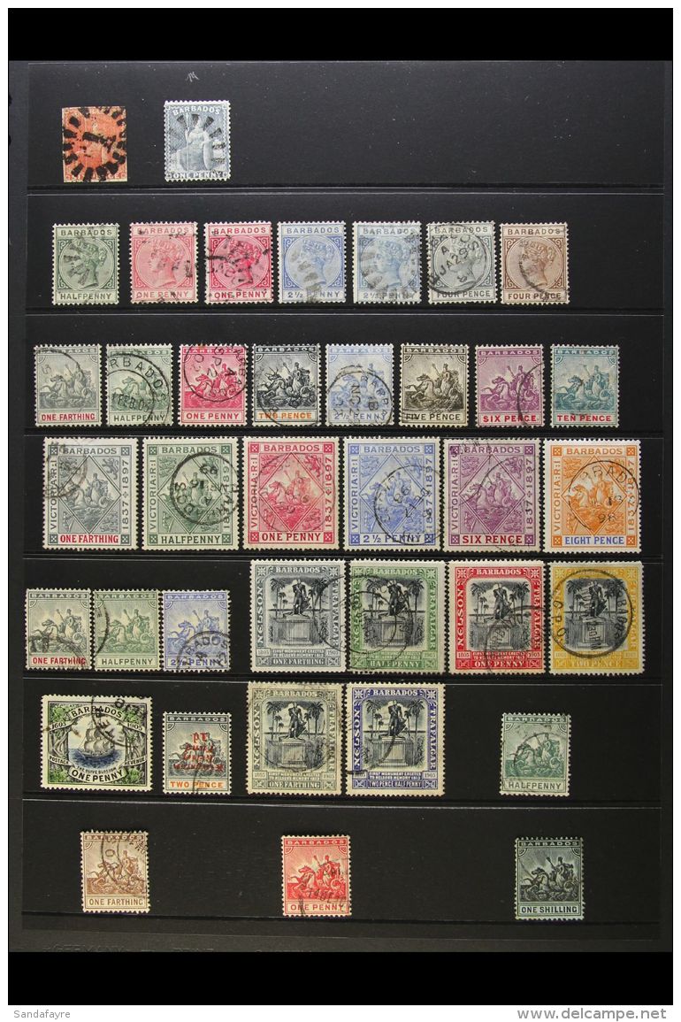 1858-1952 USED COLLECTION Presented On Stock Pages. Includes 1858 6d Imperf, 1882-86 Shaded Range To Both 4d,... - Barbados (...-1966)