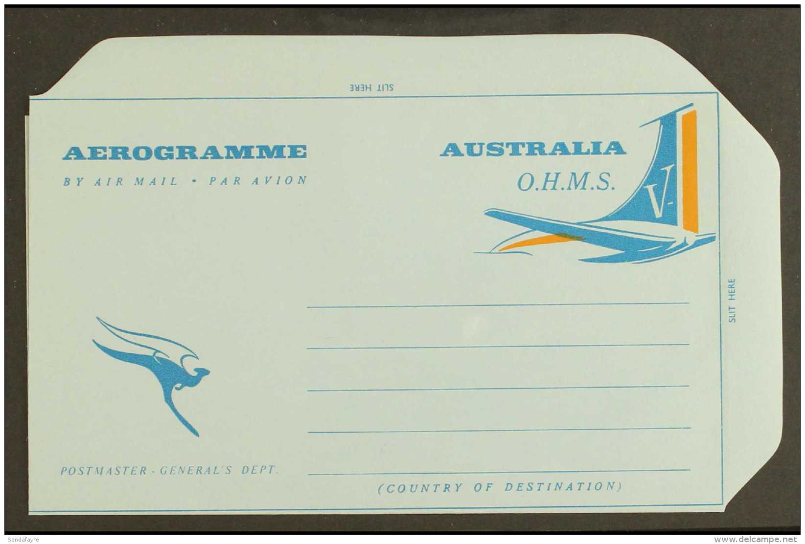 1967 OFFICIAL AEROGRAMME Orange And Blue On Blue, With "O.H.M.S." Replacing Value (Higgins &amp; Gage DFG8, Seven... - Other & Unclassified