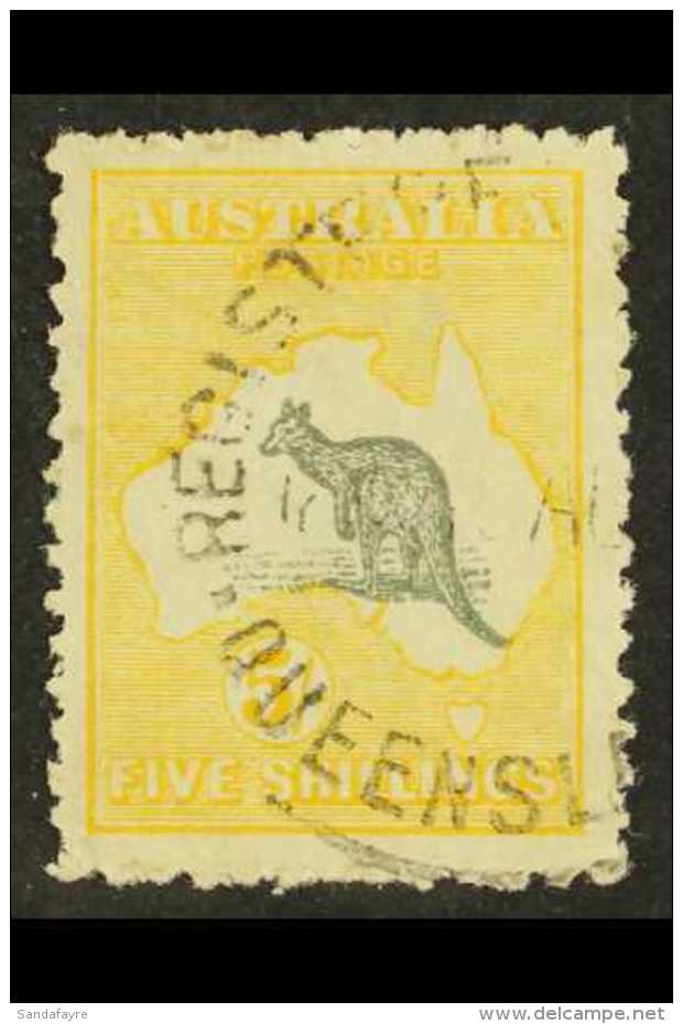 1915-27 5s Grey &amp; Yellow, Die II Roo, SG 42, Very Fine Used With C.d.s. For More Images, Please Visit... - Other & Unclassified