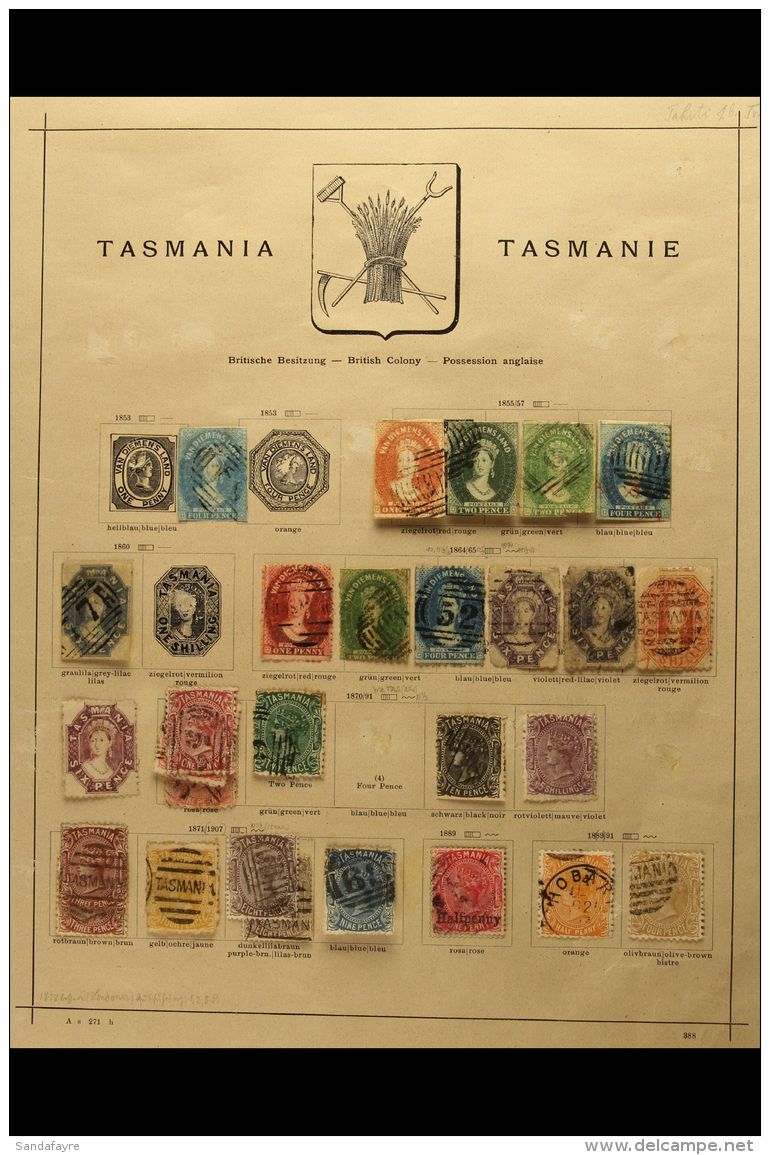 TASMANIA 1855-1912 Mostly Used Collection On Old Printed Album Pages And Loose In Packets, Includes A Good Range... - Other & Unclassified