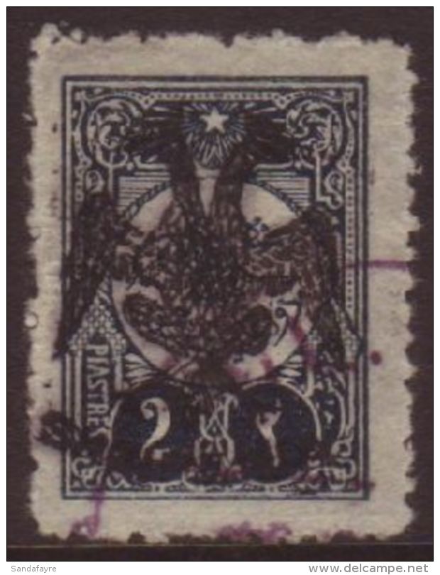 1913 2pi Blue Black Eagle Opt'd In Black, Mi 8, Fine Used, Signed Bloch. For More Images, Please Visit... - Albania