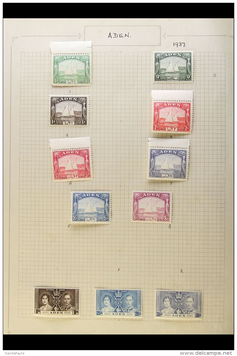 1937-1955 MINT COLLECTION On Leaves, Virtually ALL DIFFERENT, Inc 1937 Dhow Set To 8a, 1939-48 Set, 1949 Wedding... - Aden (1854-1963)