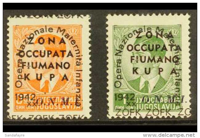 WWII - ITALIAN OCCUPATION OF KUPA (FIUME) 1942  50p Orange And 1d Green Ovptd "Maternity And Infancy Fund 1942",... - Unclassified