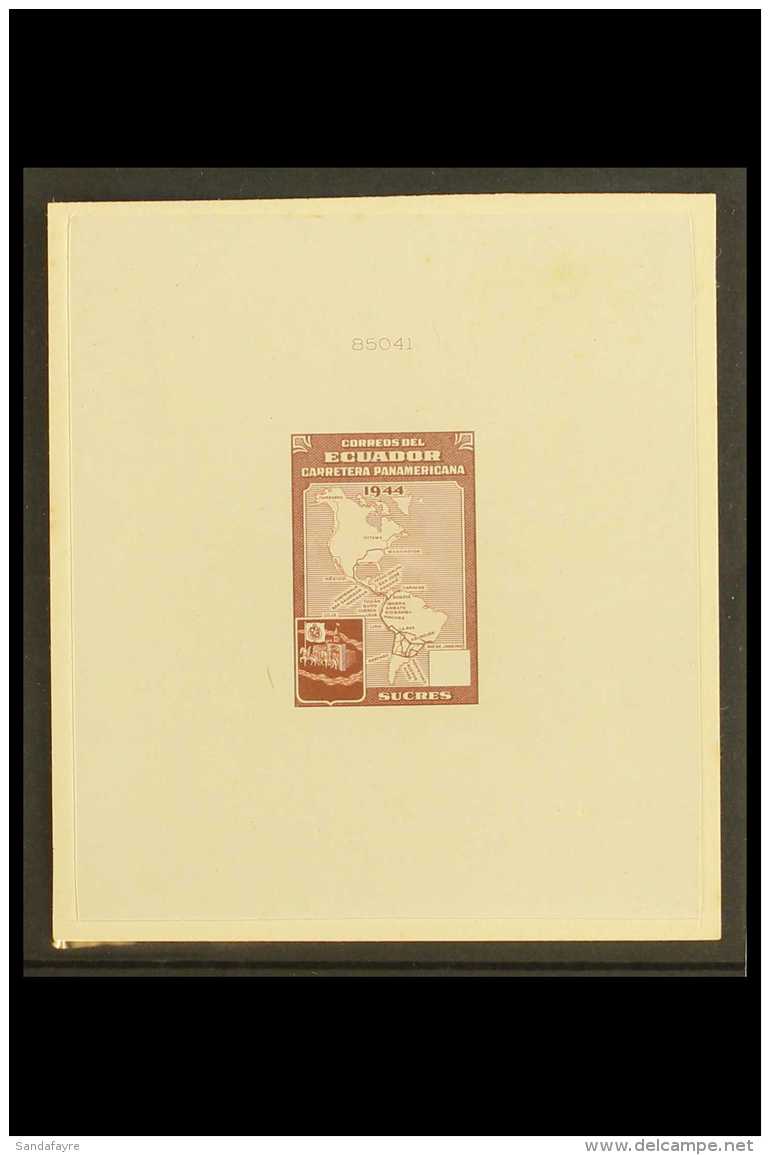 MAPS Ecuador 1944 Map Of Pan-American Highway, As Scott 453/7, Master Die Proof With Blank Value Tablets Struck In... - Non Classificati