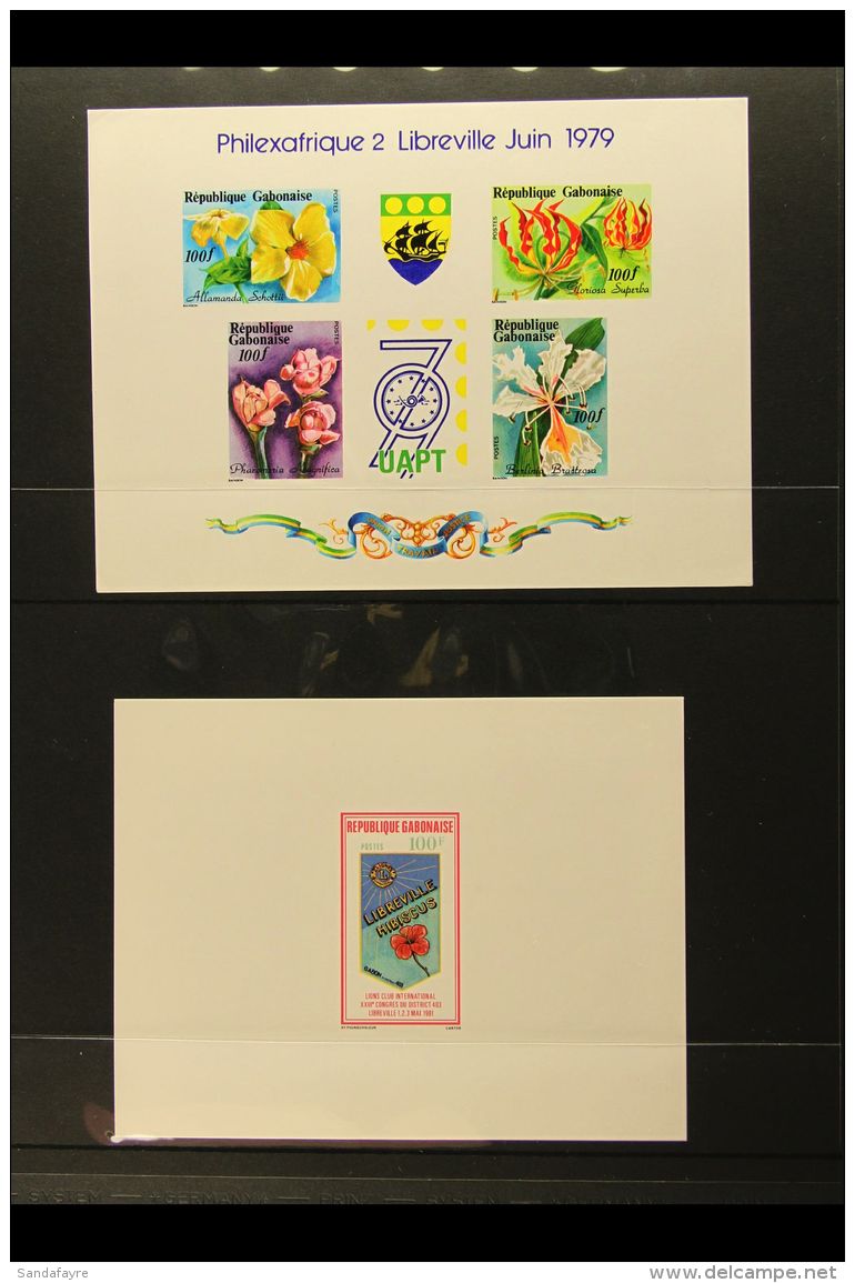 FLORAL 1979-91 GABON Imperf Epreuves De Luxe Selection Inc 1984 Sets &amp; 1991 Set. Attractive Display Items (14... - Unclassified