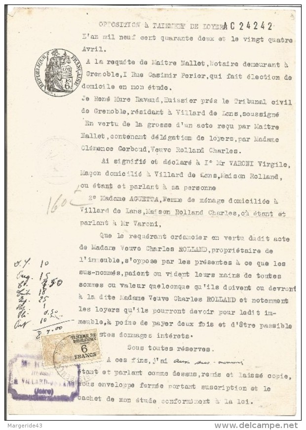 FISCAUX SUR PAPIER FILIGRANE REPUBLIQUE FRANCAISE 1940 + R - Other & Unclassified
