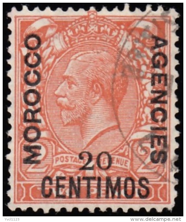 GREAT BRITAIN OFFICE IN MOROCCO - Scott #52 King George V "Overprinted" / Used Stamp - Morocco Agencies / Tangier (...-1958)