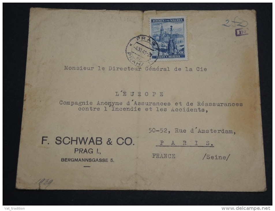 BOHÊME ET MORAVIE - Enveloppe Commerciale De Prague Pour La France En 1941 - A Voir - L 2514 - Briefe U. Dokumente