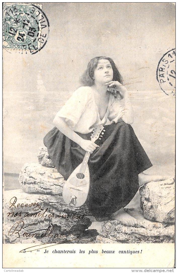 [DC3247] CPA - DONNA CON MANDOLINO - Viaggiata 1903 - Old Postcard - Femmes