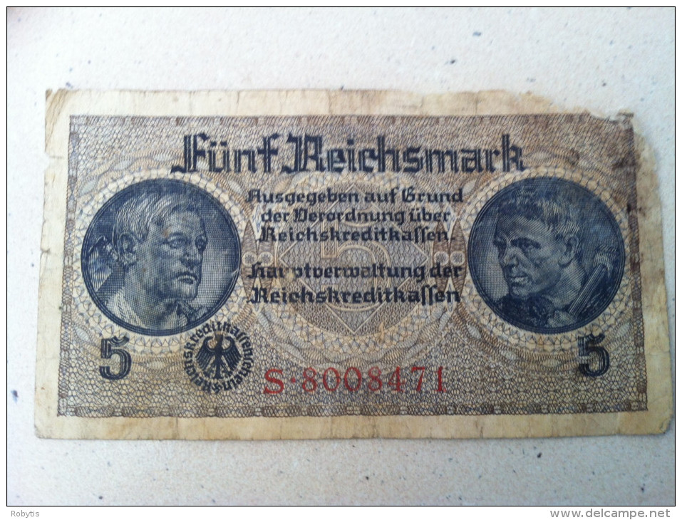 Germany WW2  5 Reichsmark   S 8008471 - 5 Reichsmark