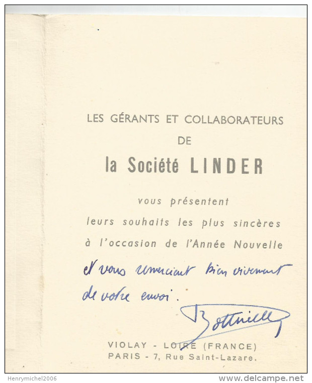 Loire - 42 - Violay La Société Linder Souhaits De Bonne Année Caete Double - Altri & Non Classificati