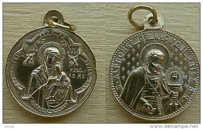 Mada-008 Médaille Ancienne Métal Jaune Signée L.Pénin à Lyon St Alphonse De Ligori - Religion & Esotérisme