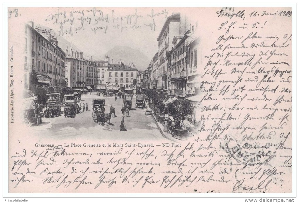 CARTE DE GRENOBLE AVEC TYPE SAGE EN COMPOSITION  ADRESSEE EN ALLEMAGNE   FRANCE COVER - 1877-1920: Période Semi Moderne