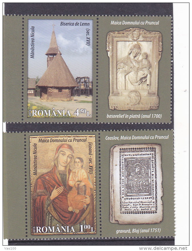 # 186  WOOD CHURCH, NICULA MONOSTERY, MARIA WITH CHILD, 2012 , MNH**,  STAMPS+LABELS, ROMANIA - Nuovi