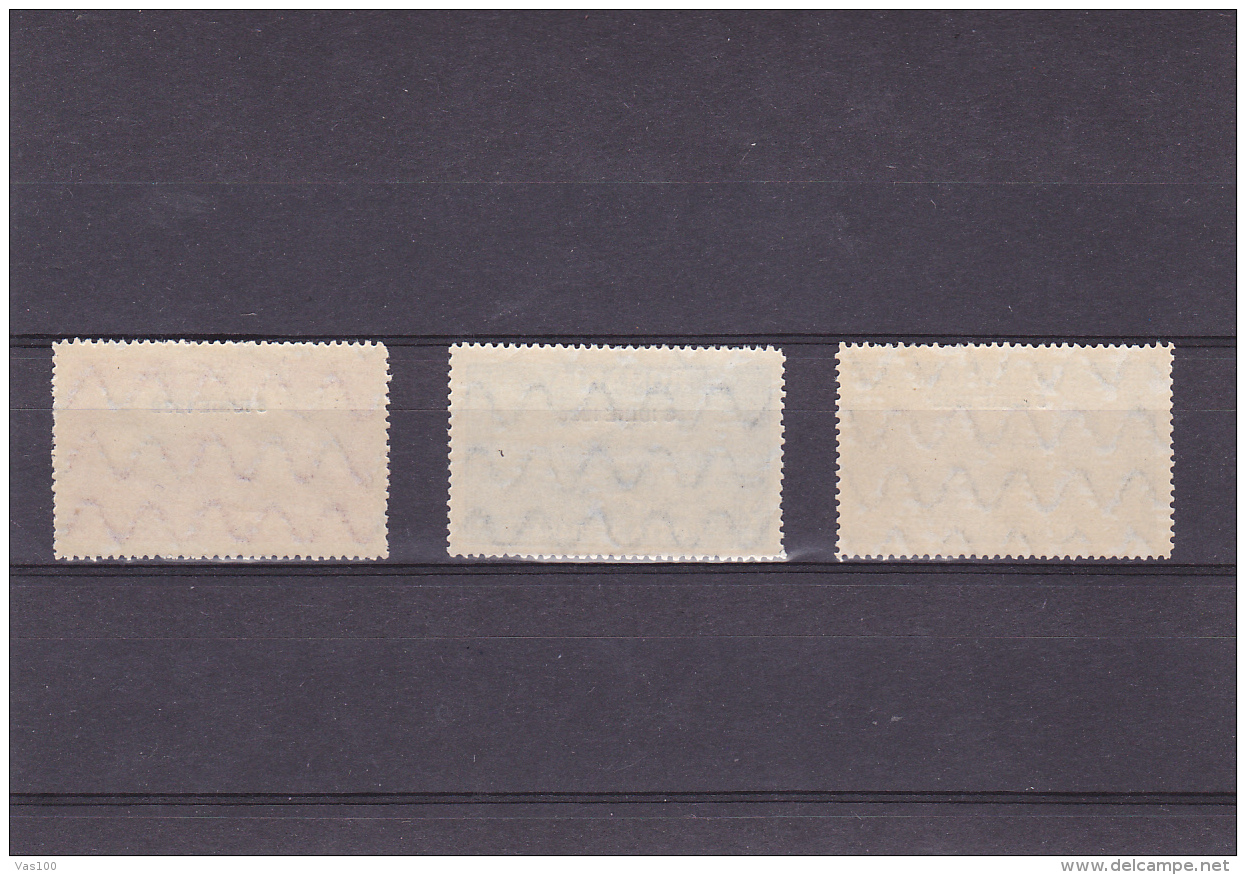 # 186  PLANE, AIRMAIL, 1930, Mi 372-374, MNH**, OVERPRINT, ORIZONTAL WATERMARK, FULL SET , ROMANIA - Unused Stamps