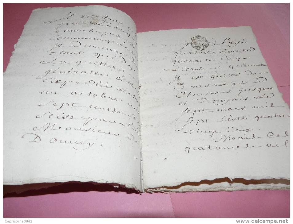 1787 - Acte Notarié - Cachet Généralité D'Alençon - Taxe 2 Sols 4 Deniers Par Feuille - Document 9 Feuilles - Cachets Généralité