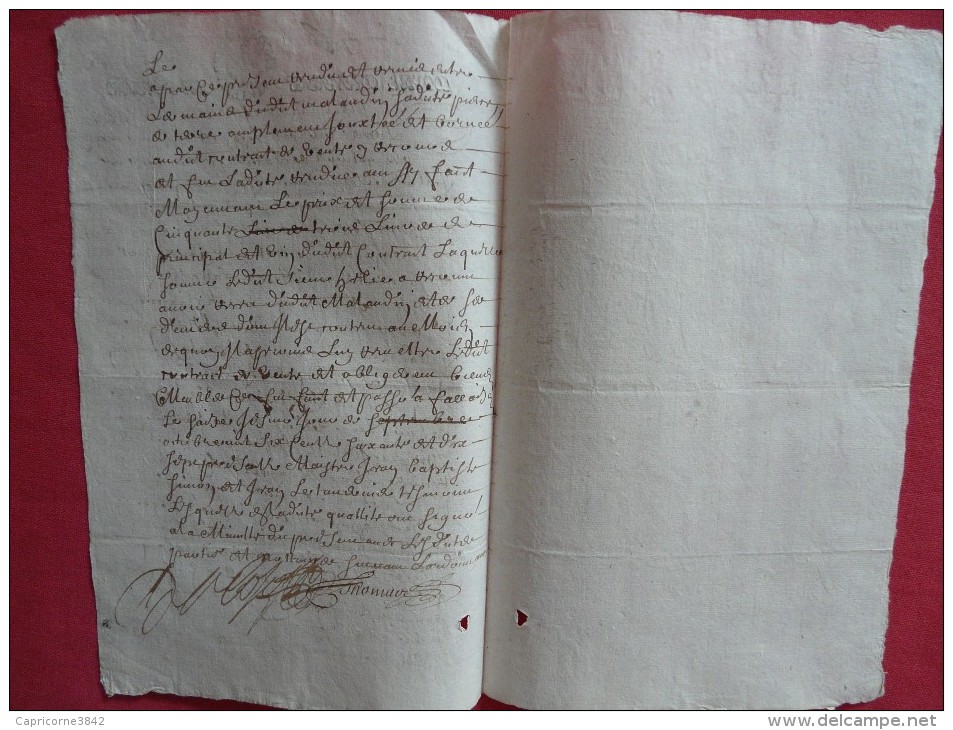 1644 - Document Manuscrit - Cachet Généralité D'Alençon - Taxe De 12 Deniers La Feuille - Vente De Terre - Matasellos Generales