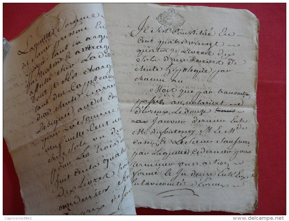 1772 - Acte Notarié - Cachet Généralité De Rouen - Taxe 2 Sols Par Feuille - Document 4 Feuilles - Seals Of Generality