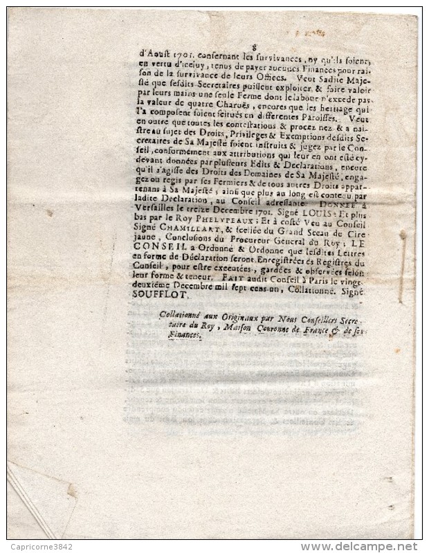 1701-Lettre Pour L'Intendant De La Généralité D'Alençon+2 Circulaire De Déclaration Du Roi (Louis XIV) Cachet Taxe 2 Sol - Seals Of Generality