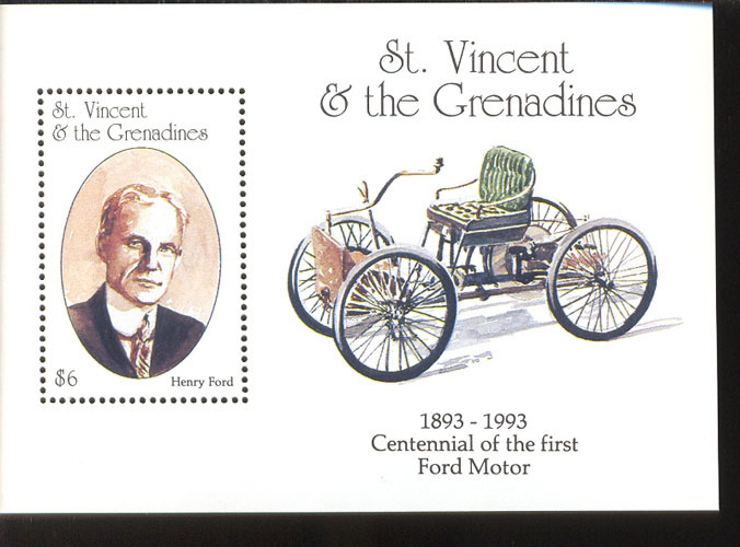 ST.VINCENT 1853   FORD MINT NEVER HINGED SOUVENIR SHEET OF CARS - Cars