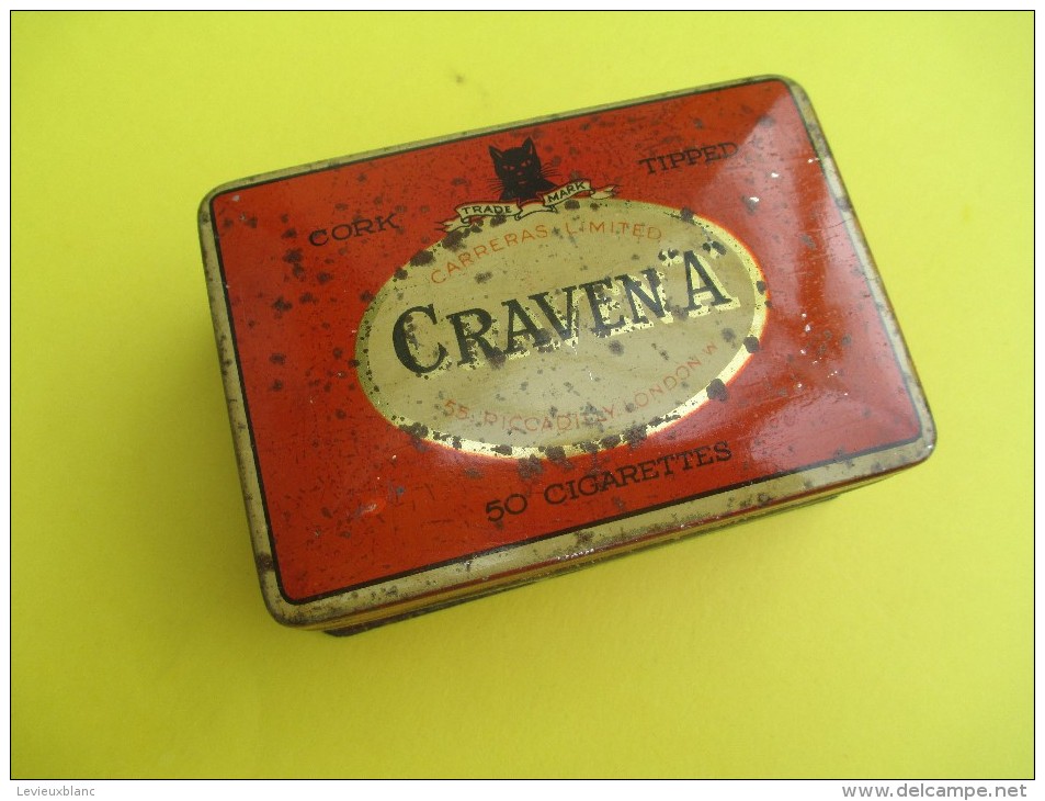 Boite Métallique/ 50 Cigarettes/ CRAVEN A/ Carreras Limited/couleur Orange/ Piccadilly/London/Vers 1950-1960   BFPP79 - Cajas