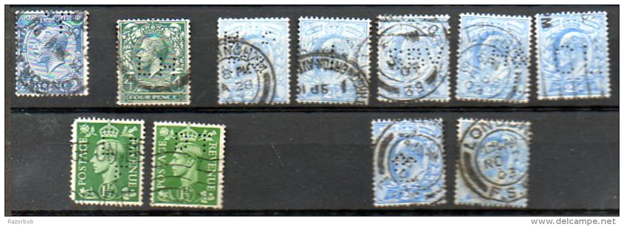 H259 Grande Bretagne George V Perfins On Different Stamps - Non Classés