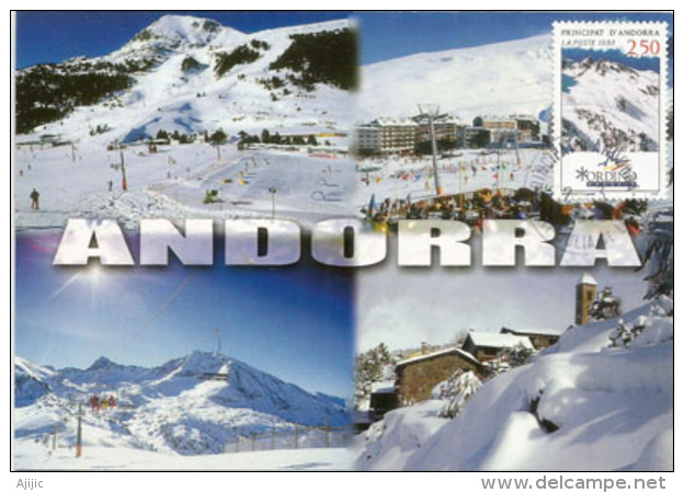 ANDORRE. Andorra Sous La Neige En Hiver, Carte-maximum - Maximumkarten (MC)